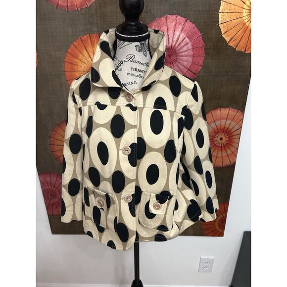 100% Cotton Mod Inspired Retro Geometric Shaped Jacket Casual Chic Artistic Sz S - Picture 1 of 3